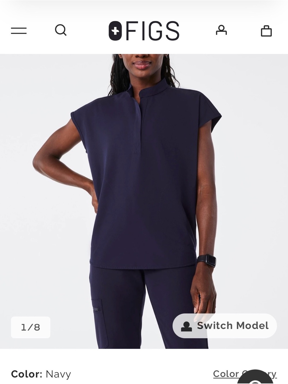 FIGS Navy Rafaela Oversized Scrub Top